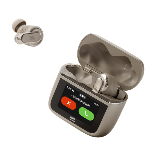 JBL Tour Pro 3 - Latte - True Wireless Noise Cancelling earbuds with Smart Charging Case&trade; - Detailshot 5
